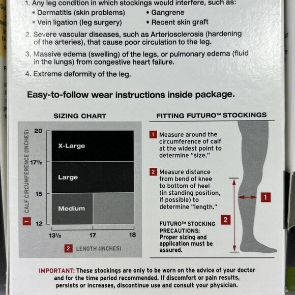 Futuro Unisex L Anti Embolism Knee Length Closed Toe Stockings White 71057 3 PK - Picture 3 of 3